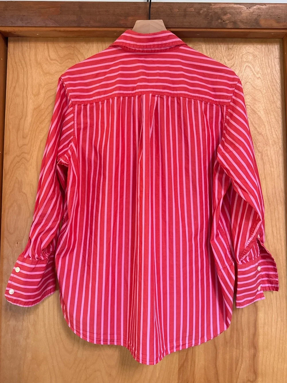 Small GAP Red & Pink Striped Cotton Poplin Button-Down Shirt Coord Set Available - Picture 5 of 10